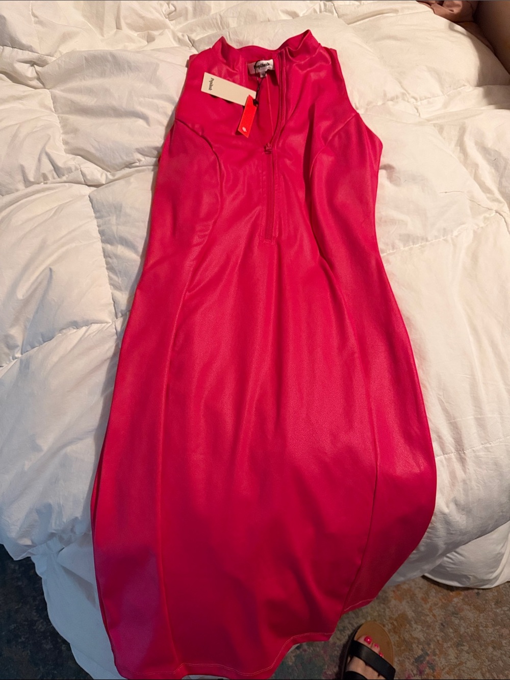 Sleeveless Pink Maxi Dress with Front Zip